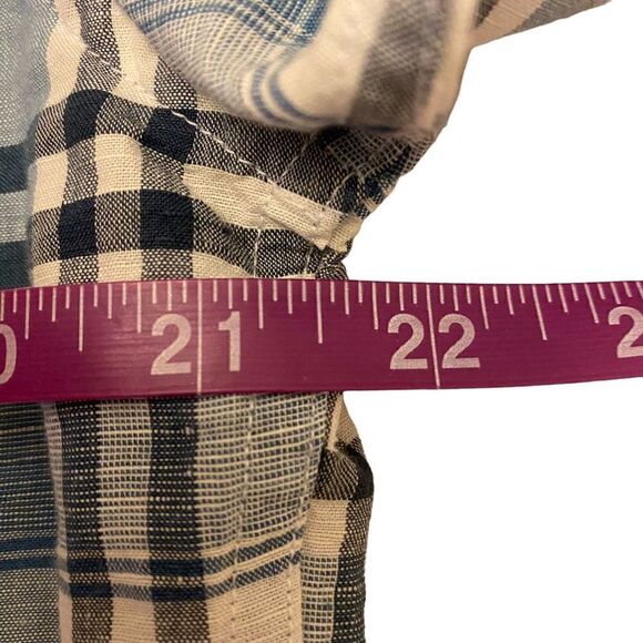 J. Crew Irish Linen Long Sleeve Blue Plaid Button Down Shirt - Picture 8 of 10